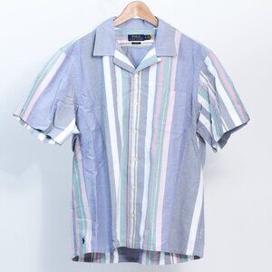 NWOT Polo Ralph Lauren Pastel Striped Classic Fit Mens Short Sleeve Shirt, XL